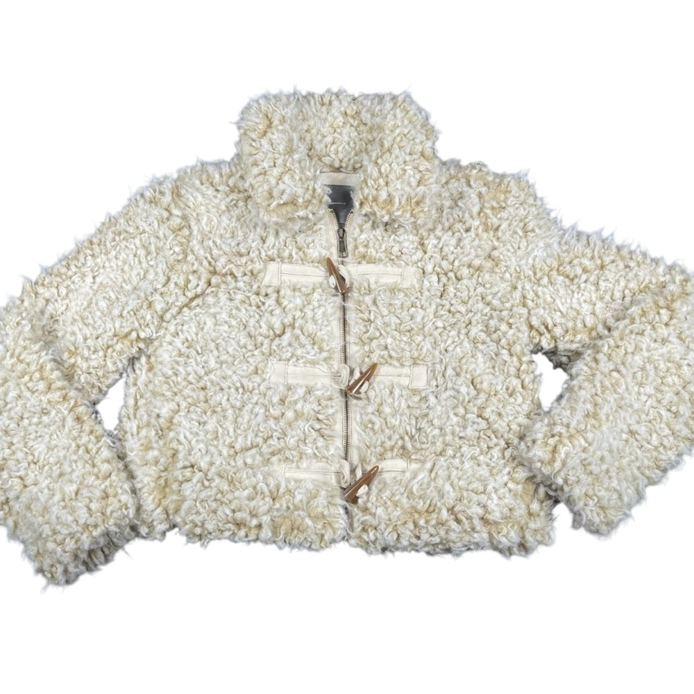 Anthropologie Brenna Faux Fur Coat Toggle Jacket Beige Tan Women’s Size XS XSP